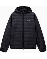 EA7 - Core Identity Packbare Daunenjacke Mit Kapuze - Lyst