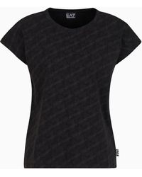 EA7 - Stretch-cotton Graphic Series T-shirt With All-over Print - Lyst
