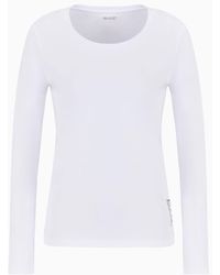 EA7 - T-shirt A Maniche Lunghe Core Lady In Cotone Stretch - Lyst
