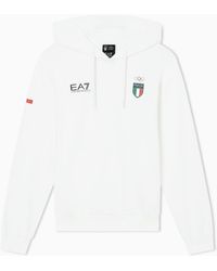 EA7 - Italia Team Felpa Con Cappuccio - Lyst