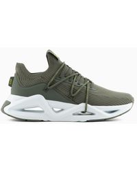 EA7 - Knit And Nubuck Infinity Sneakers - Lyst