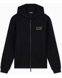 EA7 - Hoodie Premium Label Regular Fit Full-Zip With Rib Details - Lyst