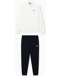 EA7 - Cotton Suit With Zip And Stand Collar Core Identity - Lyst