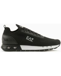 EA7 - Black & White Legacy Knit Sneakers - Lyst