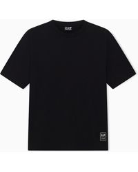 EA7 - T-Shirt & Cotton Jersey Rib Details - Lyst