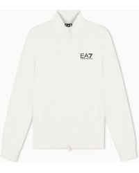 EA7 - Cotton Zip Up With A Stand-Up Collar And Logo Core Identity - Lyst