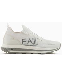 EA7 - Black & White Altura Knit Sneaker - Lyst