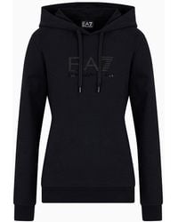 EA7 - Shiny Sweatshirt Mit Kapuze Aus Baumwolle Mit Stretchanteil - Lyst