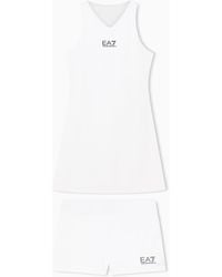 EA7 - Ventus Dress With Mesh Back And Matching Shorts Tennis Pro - Lyst