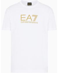 EA7 - T-shirt Girocollo Gold Label In Cotone Pima - Lyst