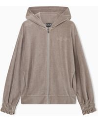 EA7 - Regular Fit Full-Zip Hoodie Athletic Velour - Lyst