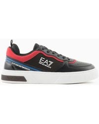 EA7 - Black & White Legacy Knit Sneaker - Lyst