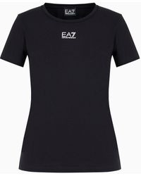 EA7 - Logo Series Crew-neck T-shirt In An Asv Organic-cotton Blend - Lyst