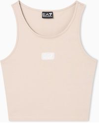 EA7 - Logo Series Stretch Cotton Jersey Top With Logo - Lyst