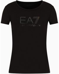 EA7 - Shiny T-shirt Aus Baumwollstretch - Lyst