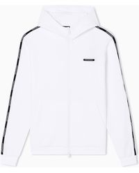EA7 - Logo Series Cotton-Blend Interlock Hooded Sweatshirt - Lyst