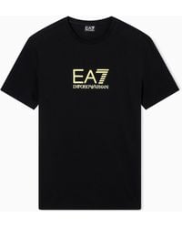 EA7 - Label T-Shirt Mit Rundhalsausschnitt Aus Einer Viskose-Mischung - Lyst