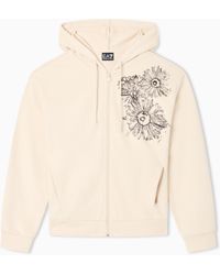 EA7 - Graphic Series Cotton-Blend Hooded Sweatshirt With Floral Print - Lyst