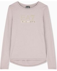 EA7 - Stretch T-Shirt With Crew Neck And Long Sleeves Evolution - Lyst