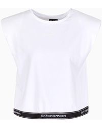 EA7 - Logo Series Boxy T-shirt In An Asv Organic-cotton Blend - Lyst
