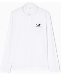 EA7 - Core Identity Stretch-Cotton, Long-Sleeved Polo Shirt - Lyst