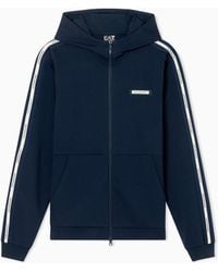EA7 - Logo Series Cotton-Blend Interlock Hooded Sweatshirt - Lyst