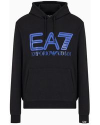 EA7 - Logo Series Sweatshirt Aus Baumwolle Mit Kapuze - Lyst