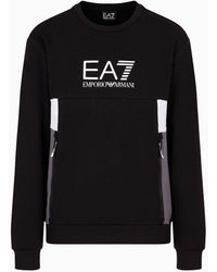 EA7 - Summer Block Crew-neck Sweatshirt In A Recycled Cotton Blend - Lyst