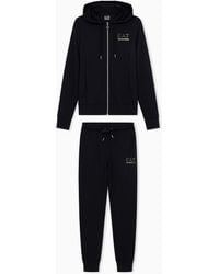 EA7 - Viscose Suit With A Zip-Up Hoodie And Micro-Studs Tracksuit - Lyst