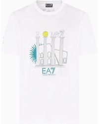 EA7 - Internazionali Bnl D'Italia Baumwoll-T-Shirt Mit Rundhalsausschnitt - Lyst