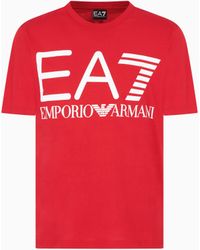 EA7 - Olimpia Milano Baumwoll-T-Shirt Mit Aufdruck - Lyst
