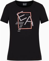 EA7 - Logo Series T-shirt Mit Rundhalsausschnitt Aus Baumwollstretch - Lyst