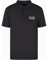 EA7 - Tennis Pro Henley-Collar Polo Shirt - Lyst