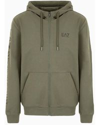 EA7 - Logo Series Hooded Cotton Sweatshirt - Lyst