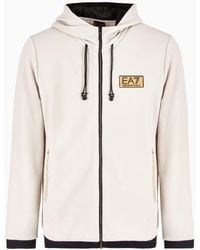 EA7 - Gold Label Stretch Technical Fabric Hooded Sweatshirt - Lyst