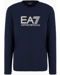 EA7 - Visibility Stretch-cotton Long-sleeved Crew-neck T-shirt - Lyst