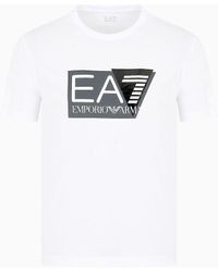 EA7 - T-shirt Visibility In Jersey Di Cotone Stretch A Maniche Corte - Lyst