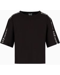 EA7 - Baumwoll-t-shirt Shiny Mit Rundhalsausschnitt - Lyst