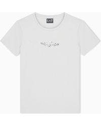 EA7 - T-Shirt Logo Series Slim Fit With Crystals - Lyst