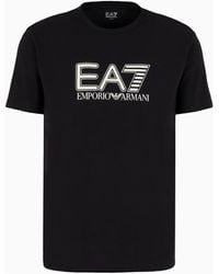 EA7 - Visibility Rundhals-t-shirt Mit Kurzen Ärmeln Aus Baumwollstretch - Lyst