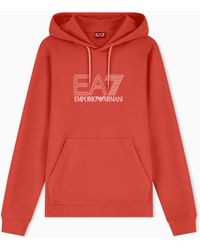 EA7 - Pure Cotton Hooded Sweatshirt - Lyst