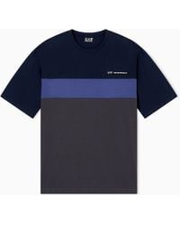 EA7 - Athletic Colour Block T-Shirt Mit Rundhalsausschnitt Aus Einer Baumwoll-Mischung - Lyst