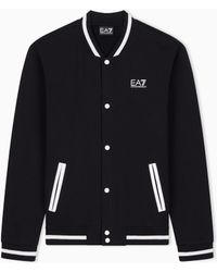 EA7 - Sweatshirt Core Identity With Button-Up Baseball Collar - Lyst