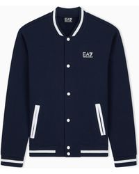 EA7 - Sweatshirt Core Identity With Button-Up Baseball Collar - Lyst