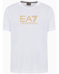 EA7 - Gold Label Cotton Jersey Crew-neck T-shirt - Lyst