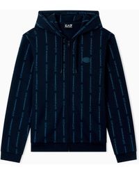 EA7 - Graphic Series Cotton-Blend Hooded Zip-Up Sweatshirt - Lyst