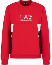 EA7 - Summer Block Crew-neck Sweatshirt In A Recycled Cotton Blend - Lyst