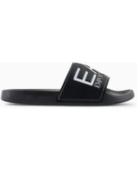 EA7 - Logo Slides With A Wide Band And Anti-Slip Rubber Soles - Lyst