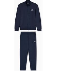 EA7 - Cotton Suit With A Stand Collar And Zip Core Identity - Lyst