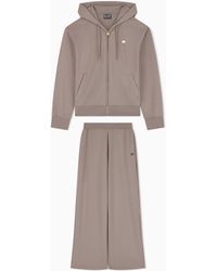 EA7 - Cotton Stretch Suit With Hood And Wide Pants Core Lady - Lyst